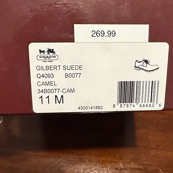 Coach Men's Taupe Suede Oxfords - Picture 13 of 13